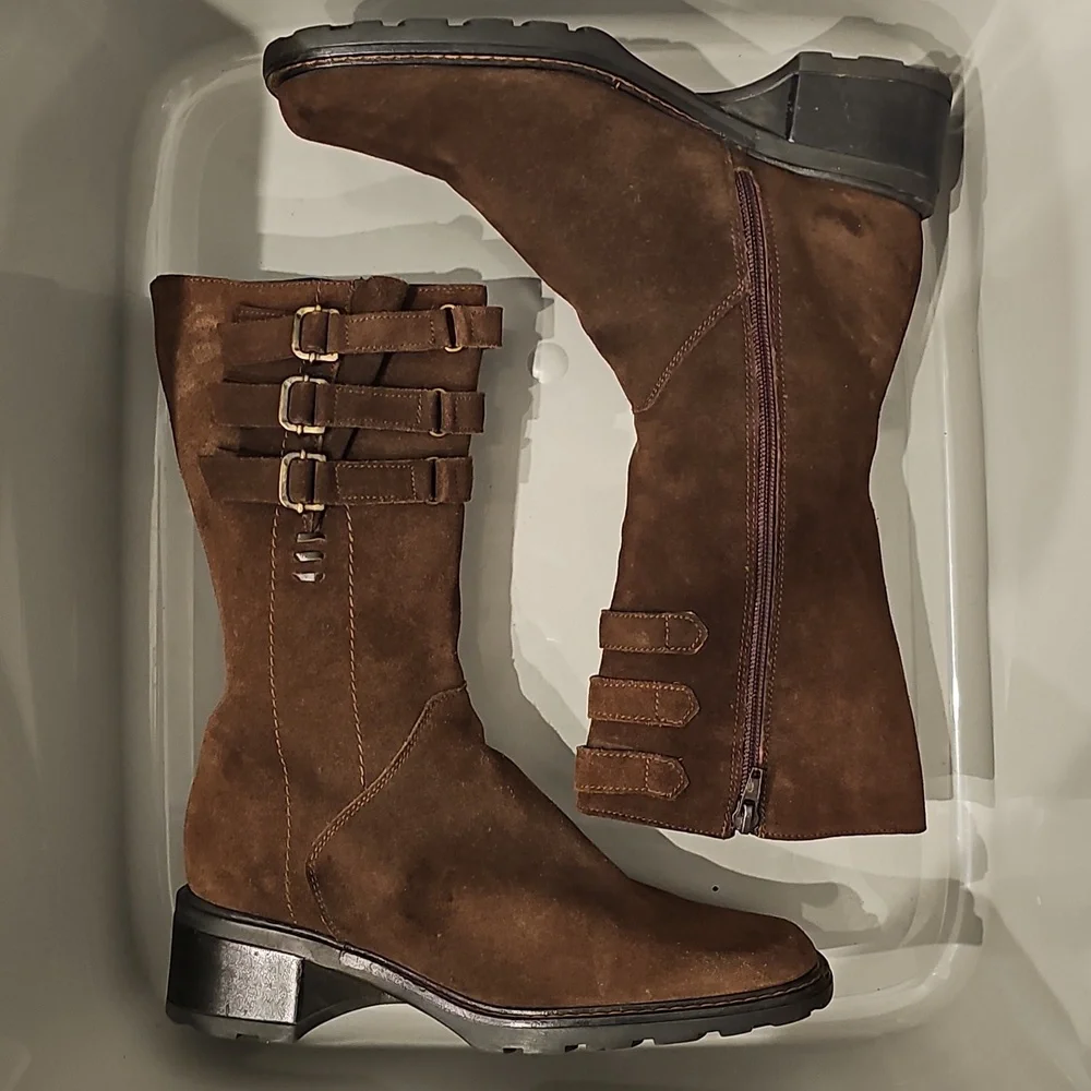 AQUATALIA brown suede leather calf boots SZ 7.5
